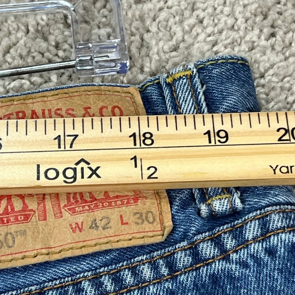 Levis 550 Jeans Mens 42x27 Medium Wash Denim Straight Leg‎ 5 Pocket Classic EUC